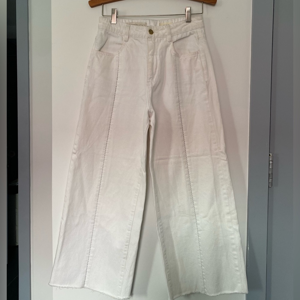 Free People white wide leg pants with front stitch